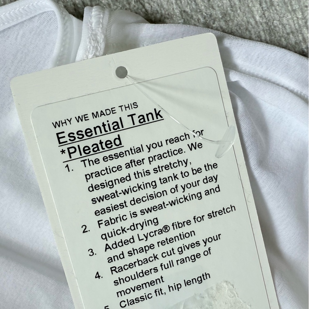 Lululemon White Essential Tank - Pleated - Picture 9 of 9